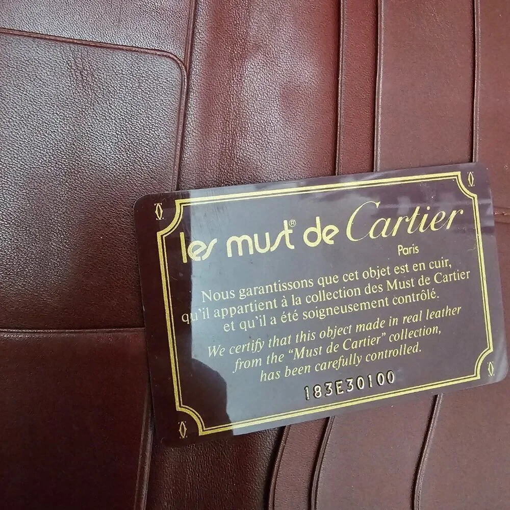 Cartier Must Les De Cartier Bi-fold Bordeaux Leather Vintage Long Wallet